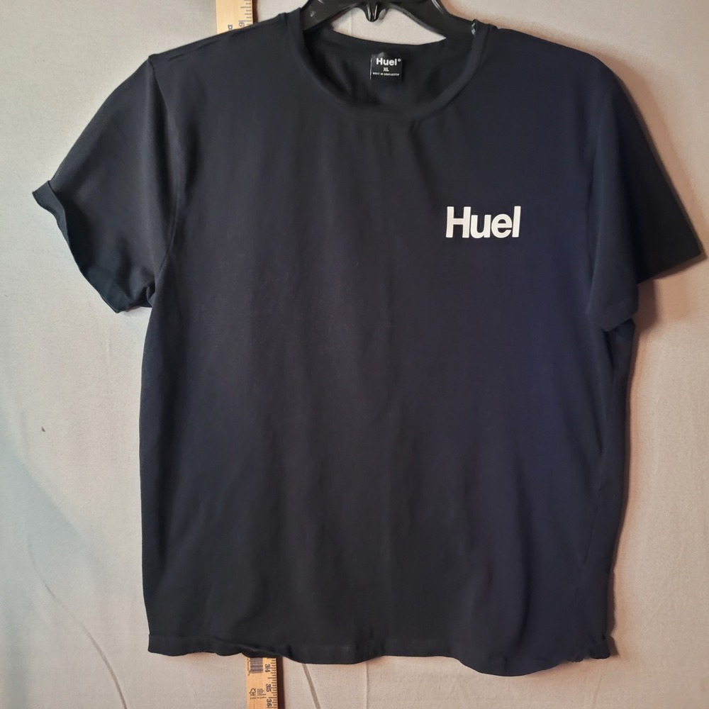 Huel Mens Black Logo Short Sleeve Crew Neck T-Shirt Size XL Graphic Tee